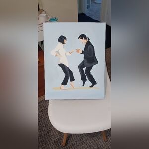 Original Acrylic Dancing Couple Art Print - Black and White